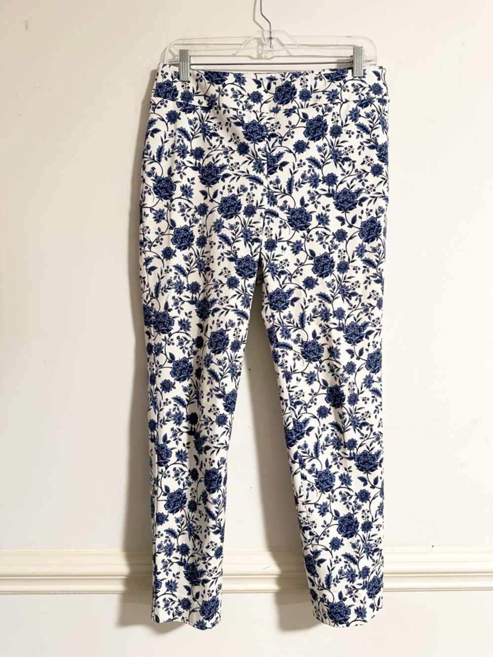 Talbots Chatham Ankle Pants Blue White Floral Slim Ankle 6